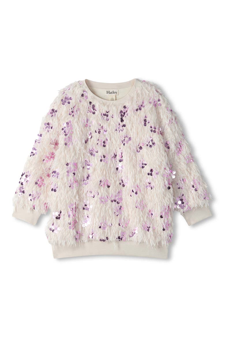 Kids' Sequin Fluffy Pullover, Main, color, CREAM