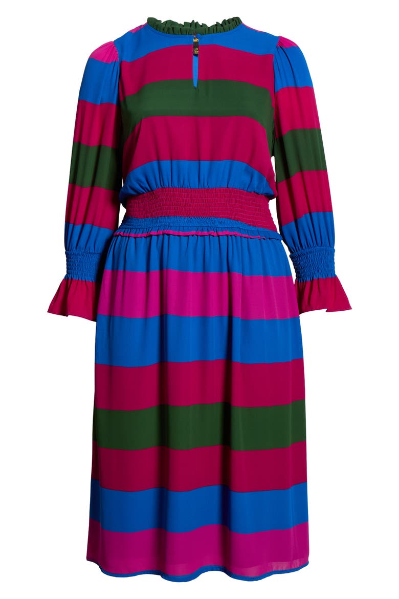 Saige Stripe Long Sleeve Midi Dress, Alternate, color, MAGENTA-MULTI