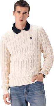 Members Only Men's Crew Neck Cable Sweater