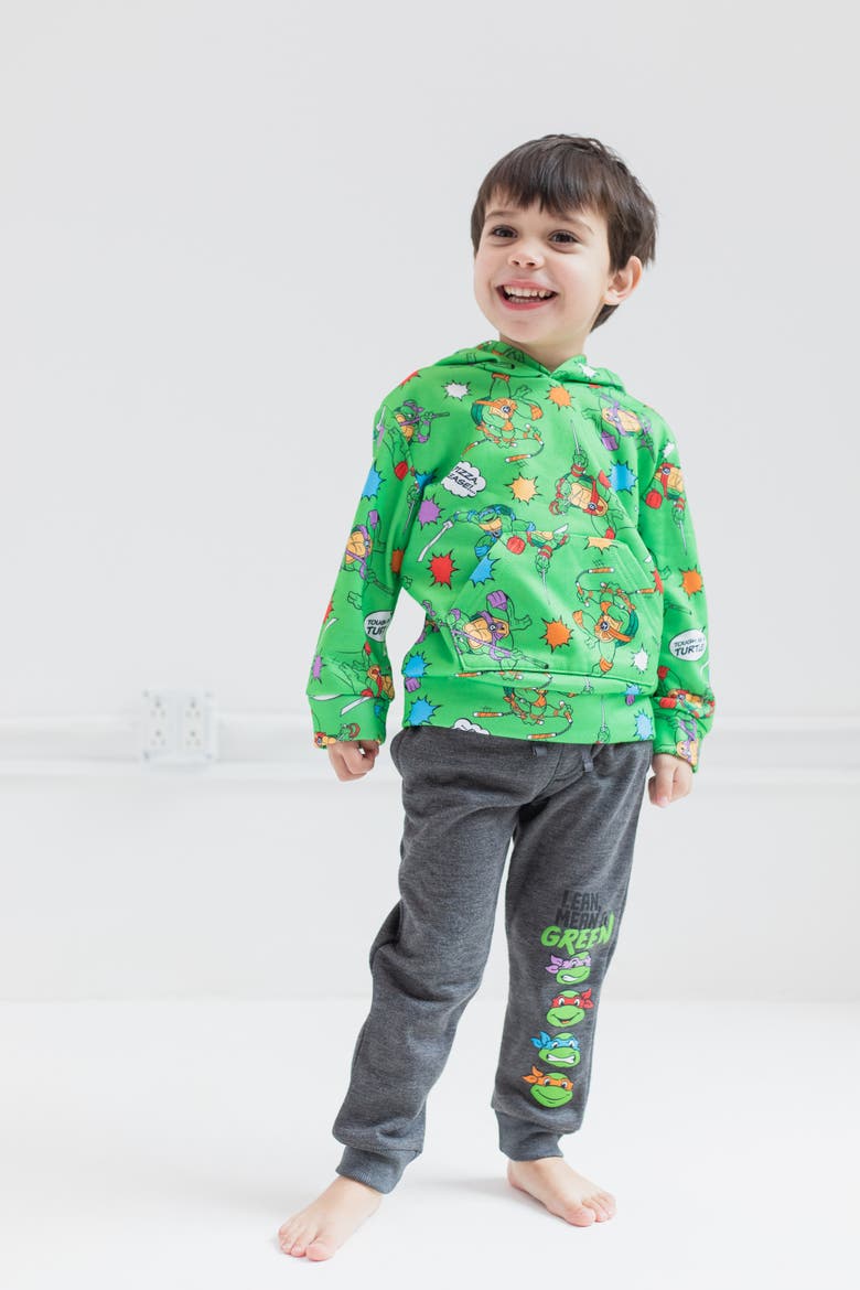 Fleece 2-Piece Hoodie and Pants Set, Alternate, color, Green Charcoal