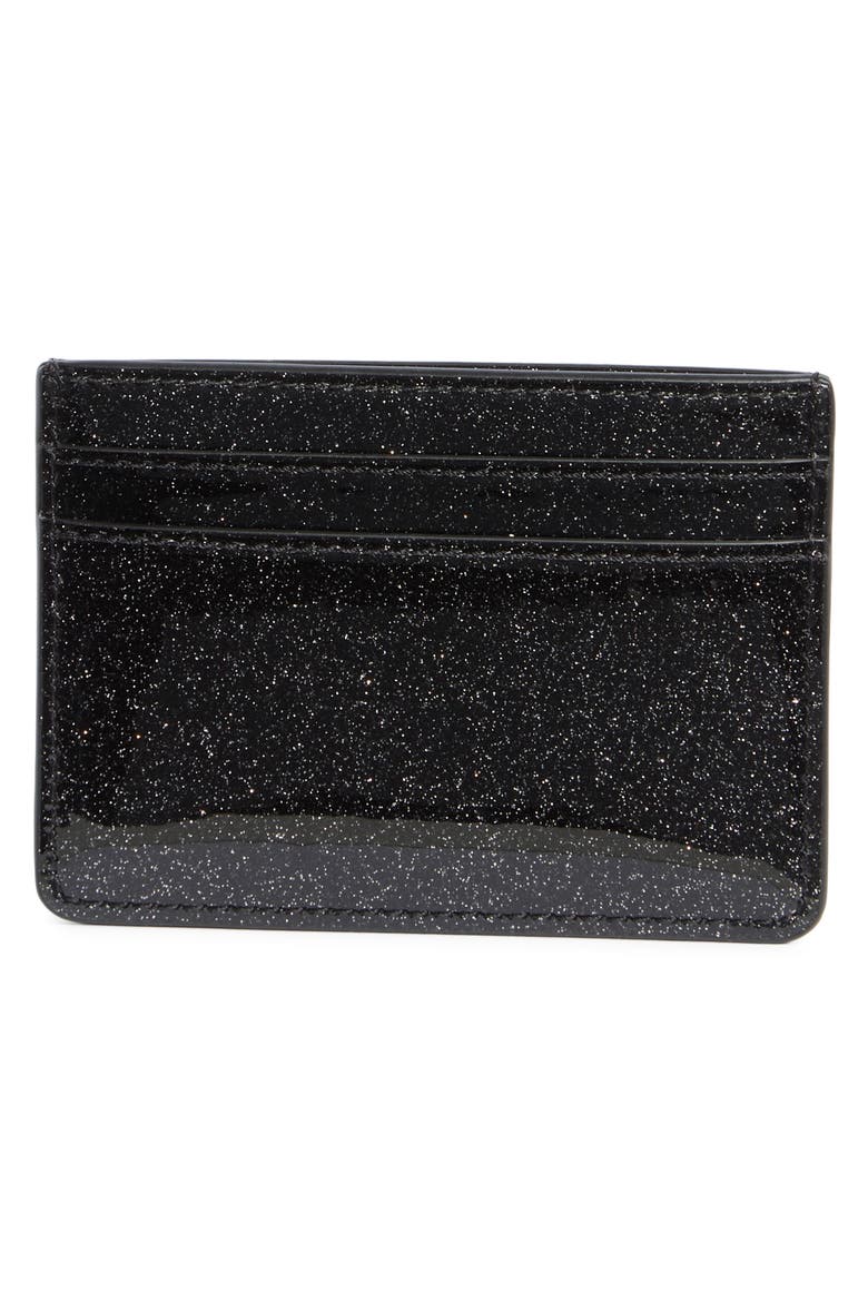 Glitter Trademarc Card Case, Alternate, color, BLACK
