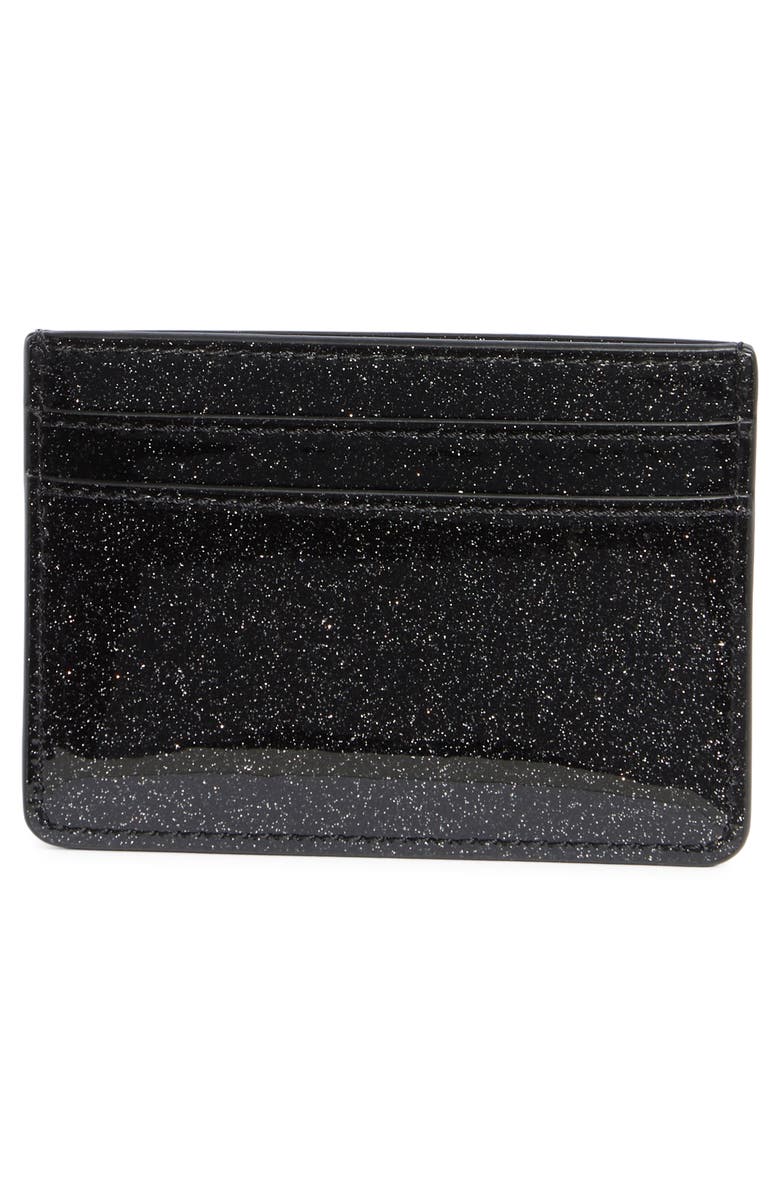 Marc Jacobs Glitter Trademarc Card Case, Alternate, color, Black