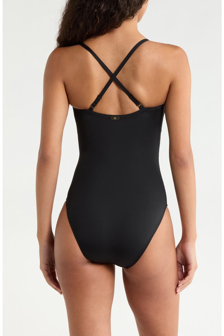 V-Wire One-Piece Swimsuit, Alternate, color, BLACK