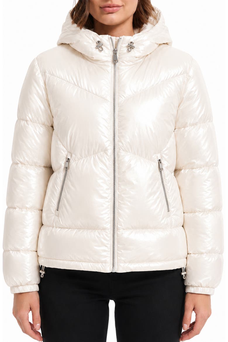 Water Resistant Hooded Puffer Jacket, Main, color, PASTEL PARCHMENT