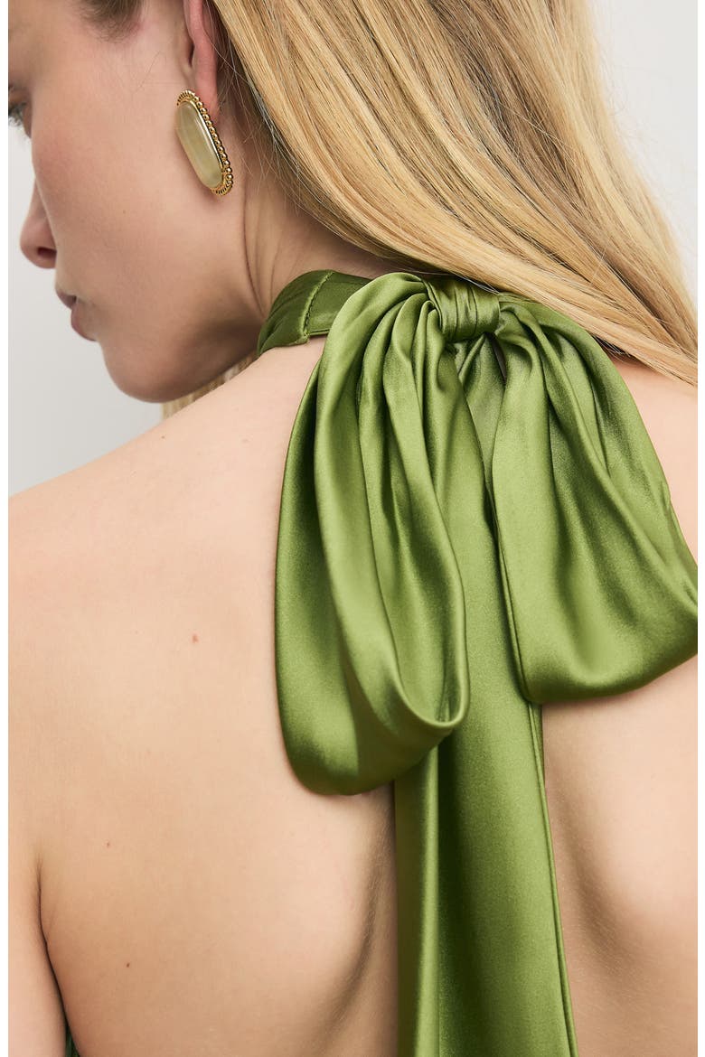 Izaren Halter Neck Silk Blend Dress, Alternate, color, CACTUS