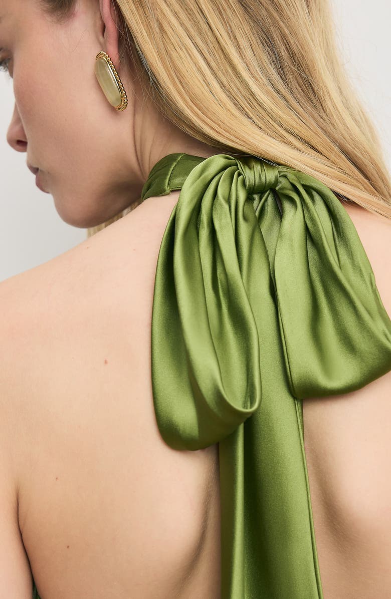 Veronica Beard Izaren Halter Neck Silk Blend Dress, Alternate, color, Cactus