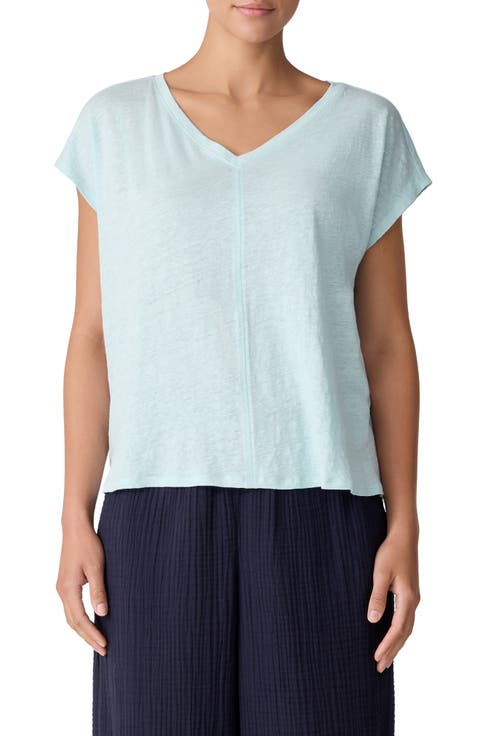 V-Neck Organic Linen T-Shirt