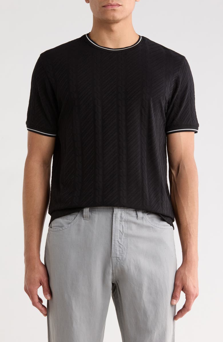 DENIM AND FLOWER Tipped Crewneck T-Shirt, Main, color, Black