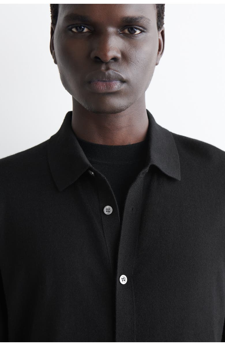 COS Knitted Merino Wool Shirt, Alternate, color, Black
