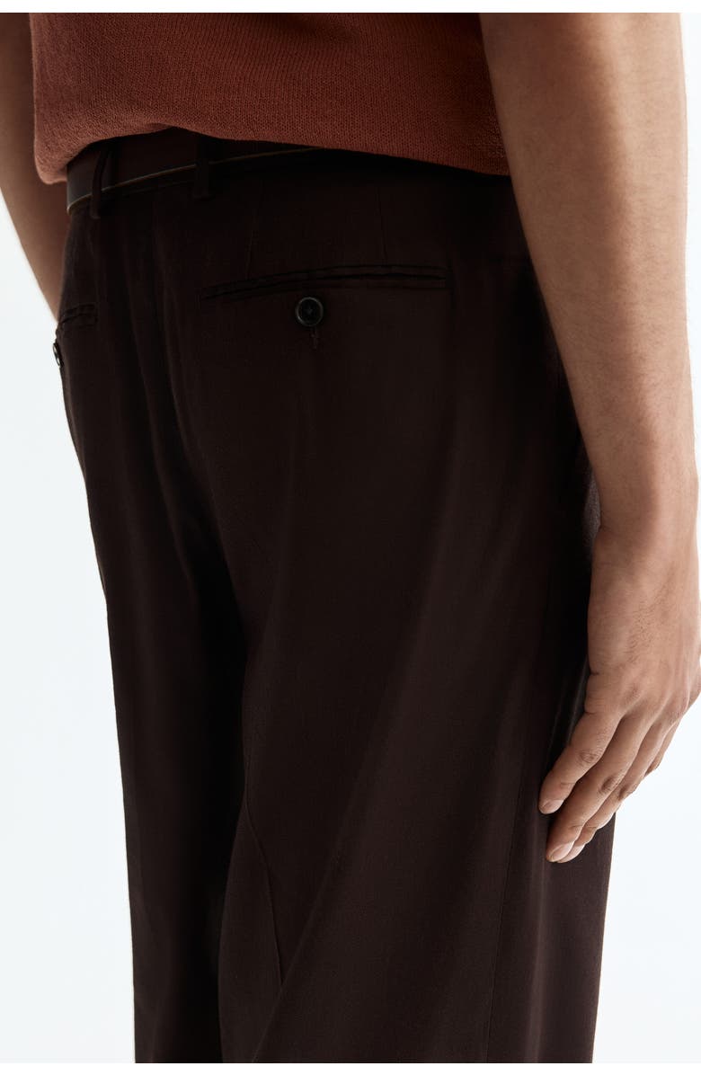 H&M Relaxed Fit Tailored Linen-blend Trousers, Alternate, color, Dark Brown