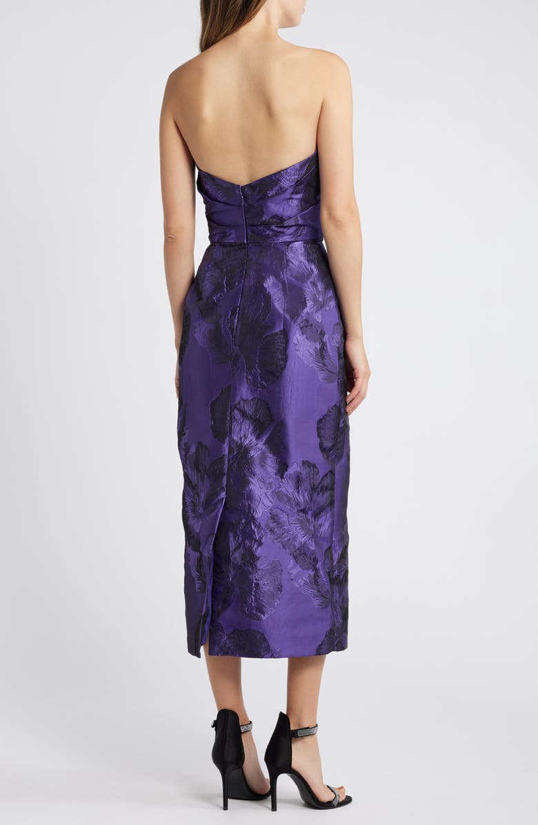 Amsale Floral Jacquard Strapless Column Gown, Alternate, color, 