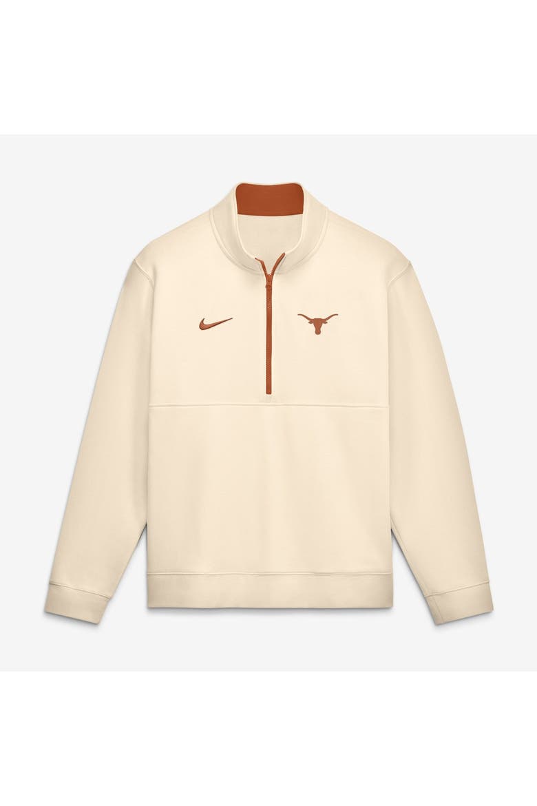 Men's Nike Cream Texas Longhorns Primetime Club Fleece Half-Zip Pullover, Main, color, Cream