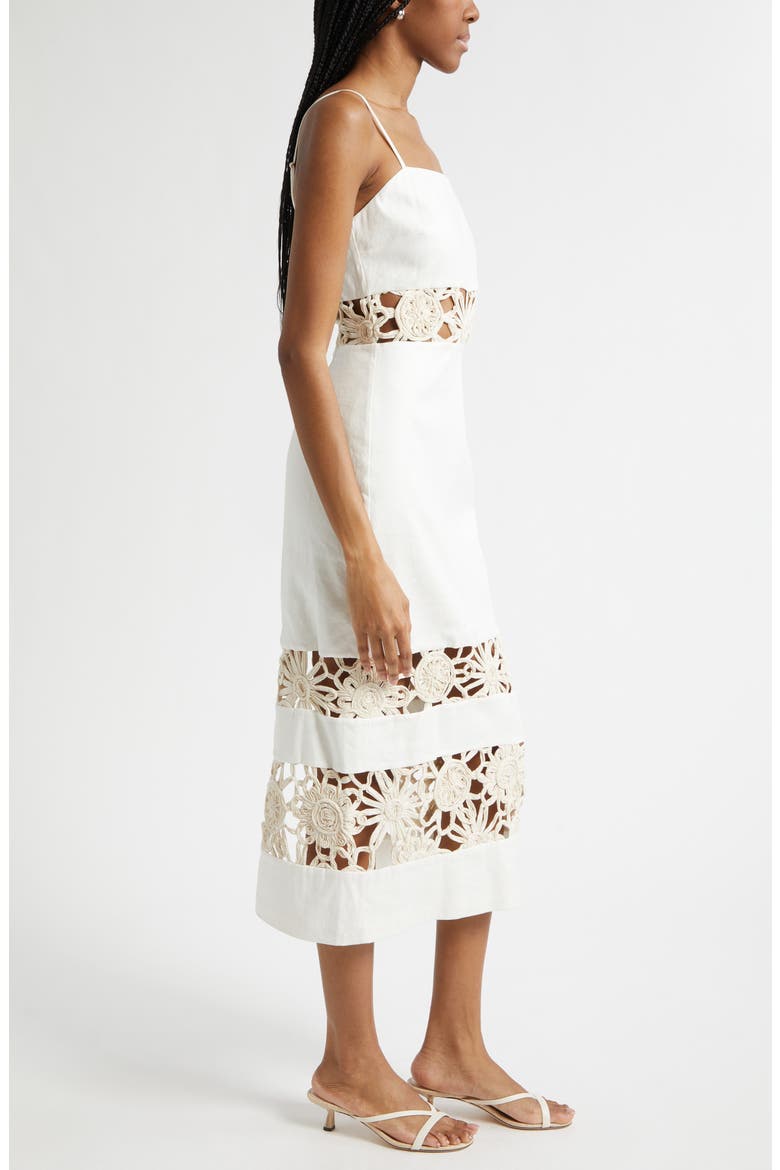 Aaliyah Lacy Inset Midi Dress, Alternate, color, IVORY
