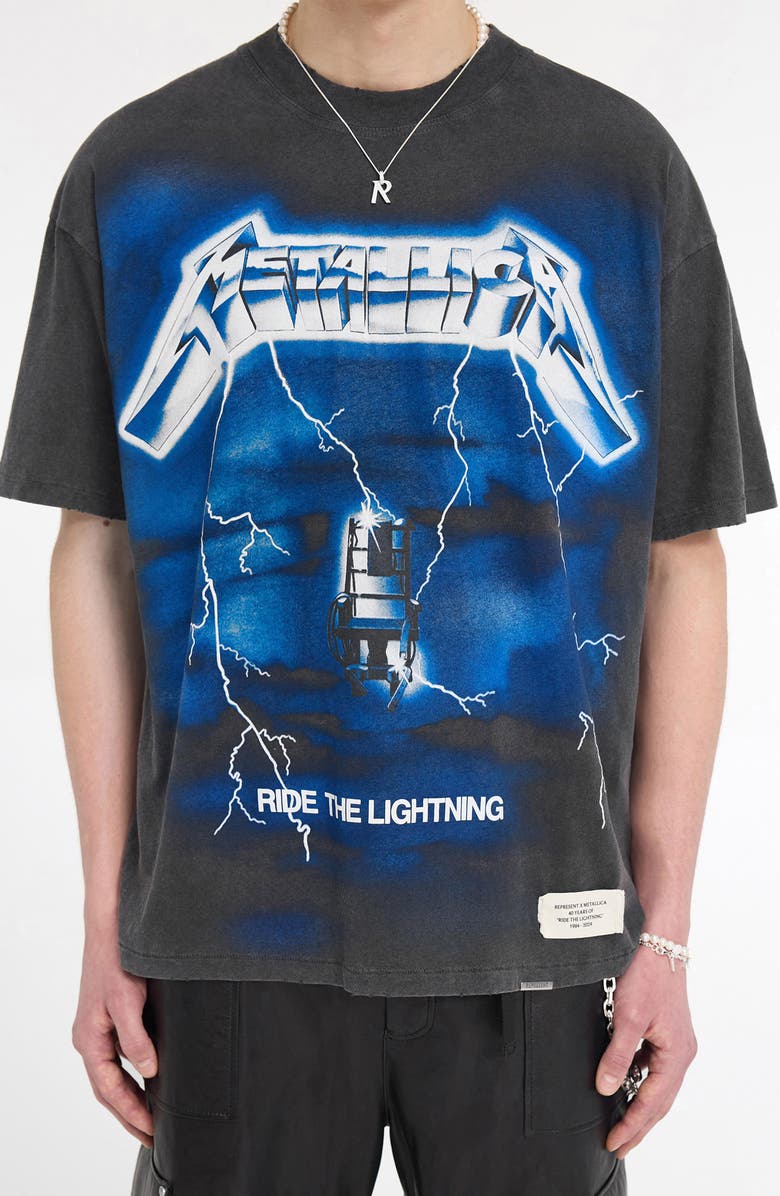 Represent Metallica Ride the Lightning Cotton & Hemp Graphic T-Shirt, Main, color,