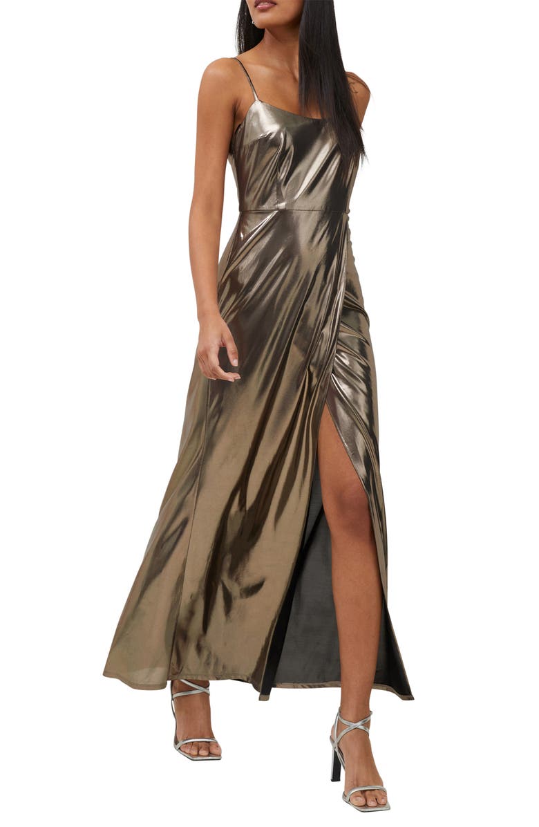 French Connection Ronja Metallic Lamé Maxi Dress, Main, color,