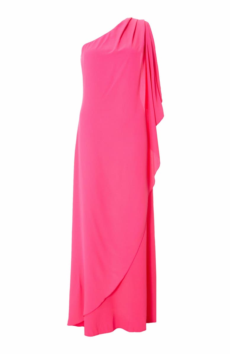 QUIZ One Shoulder Frill Detail Crepe Maxi Dress, Alternate, color,