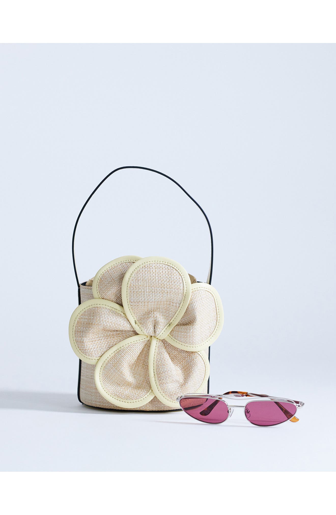 Gino Flower Straw Shoulder Bag, Alternate, color, YELLOW