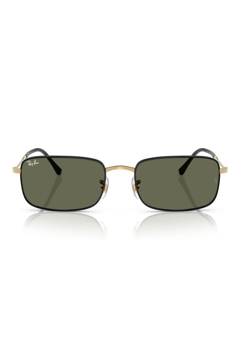 61mm Polarized Rectangular Sunglasses, Main, color, BLACK