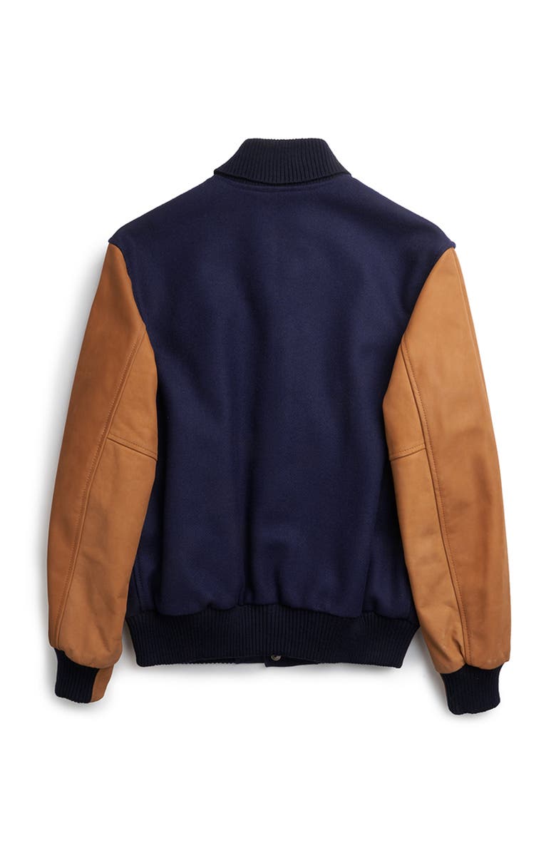 Last Wolf BAKER MOUNT VARSITY JACKE, Alternate, color, Navy