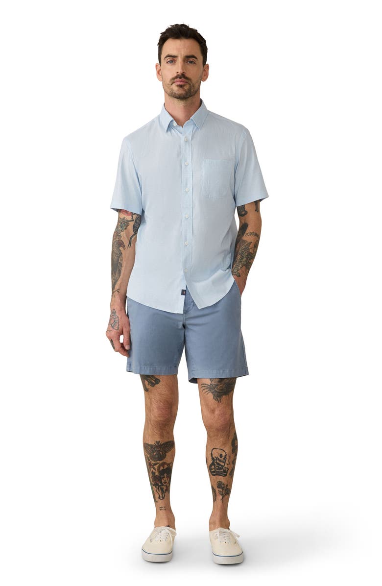 Faherty Movement Short Sleeve Button-Up Shirt, Alternate, color, Blue Sand Diamond