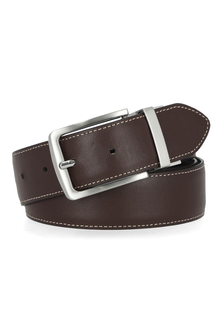 Casual Leather Belt, Alternate, color, BLACK/ BROWN