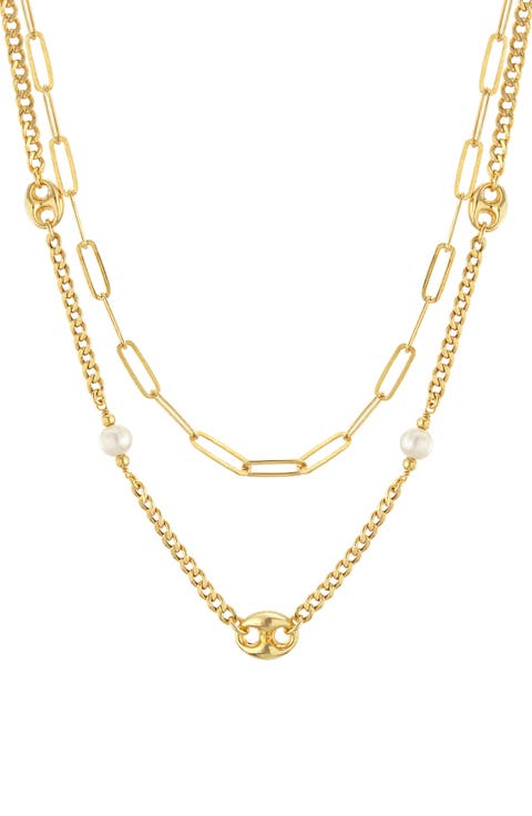 Cultured Pearl Double Chain Necklace