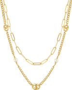 ATHRA LUXE Cultured Pearl Double Chain Necklace
