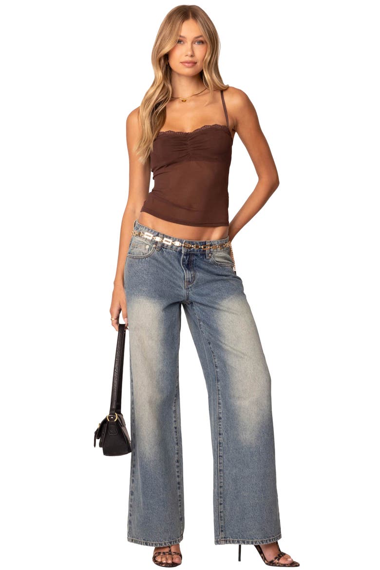 Elina Sheer Mesh Bra Top, Alternate, color, BROWN
