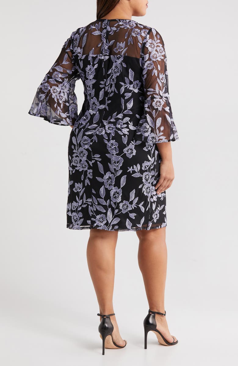 Alex Evenings Floral Embroidered Cocktail Dress, Alternate, color,