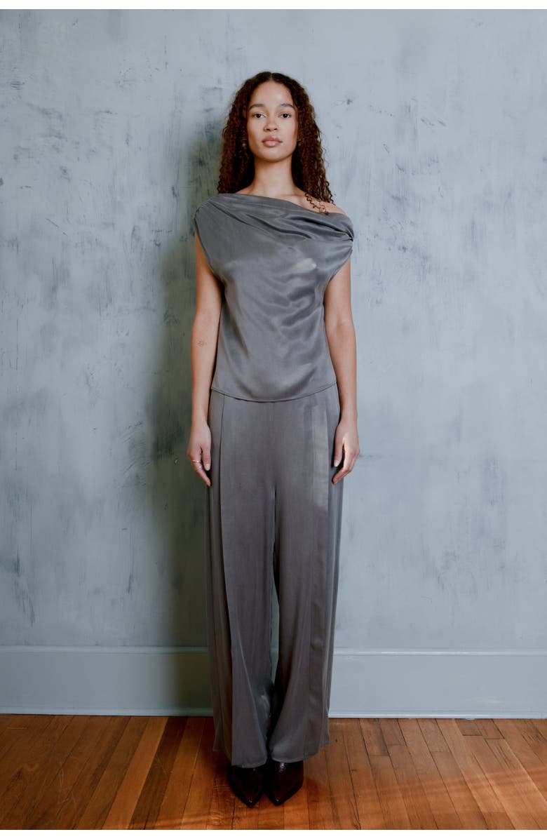 Untitled in Motion Solange Off The Shoulder Gathered Top, Alternate, color, Graphite