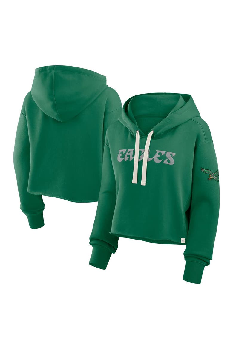 Women's Fanatics Kelly Green Philadelphia Eagles Oversized Hometown Heritage Cropped Hoodie, Main, color, Kelly Green