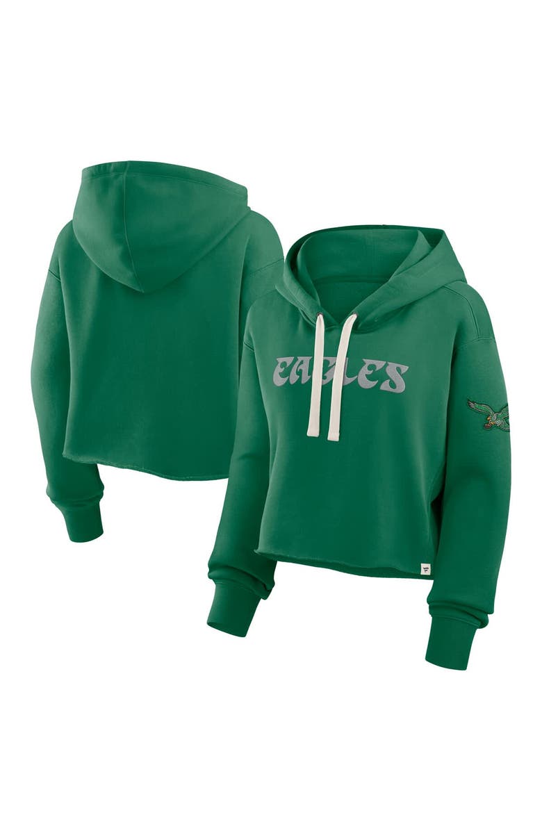 FANATICS Women's Fanatics Kelly Green Philadelphia Eagles Oversized Hometown Heritage Cropped Hoodie, Main, color, Kelly Green