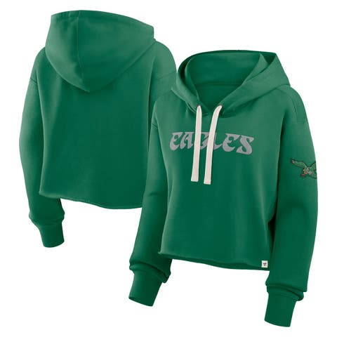 Women's Fanatics Kelly Green Philadelphia Eagles Oversized Hometown Heritage Cropped Hoodie