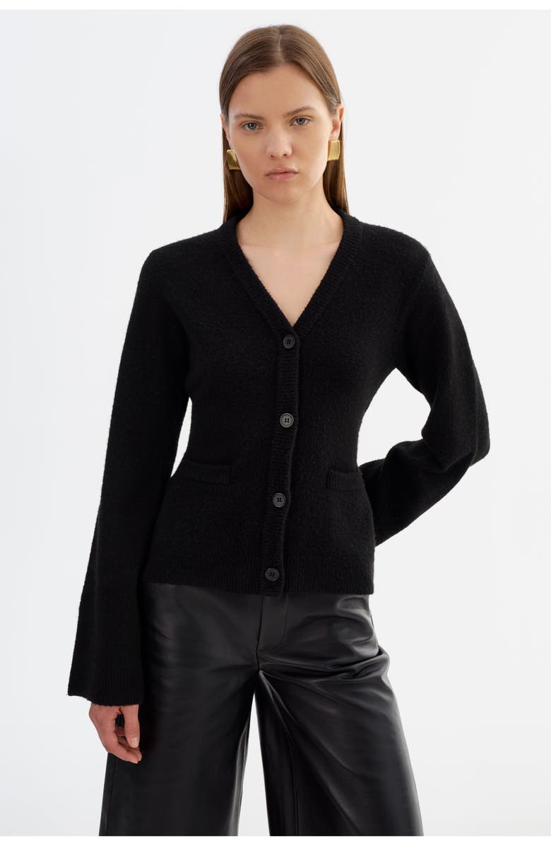 LAMARQUE Fiorella | Hourglass Knit Cardigan, Main, color, Black