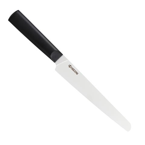 INNOVATIONwhite® 7-Inch Ceramic Bread Knife, White Micro Serrated Blade with Non-Slip Black Handle