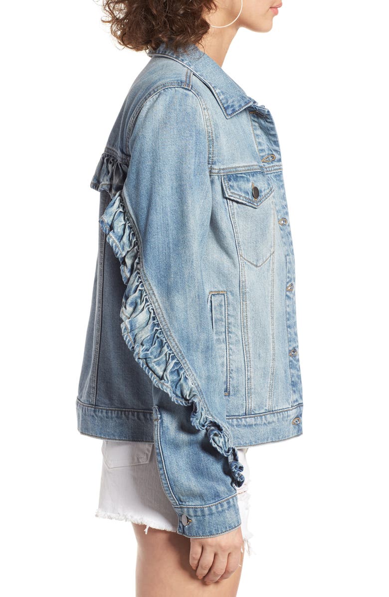 BP. Ruffle Denim Jacket, Alternate, color, 