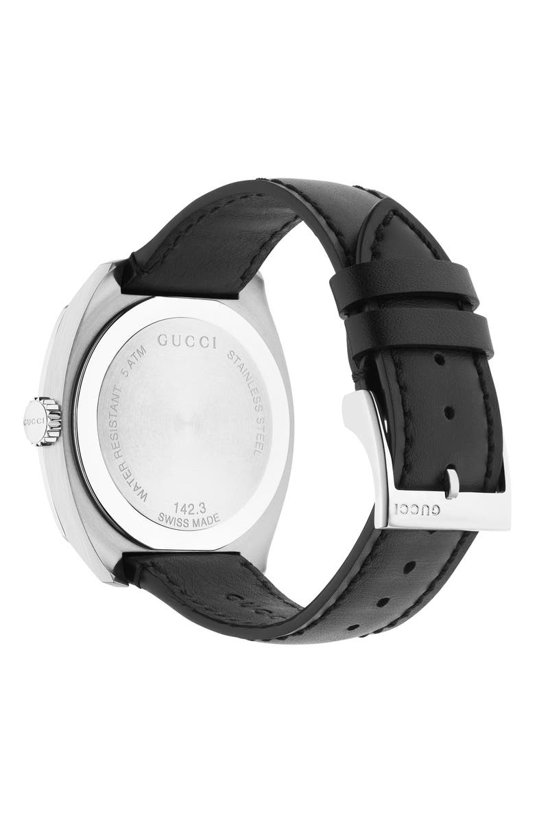 Gucci Leather Strap Watch, 41mm, Alternate, color,