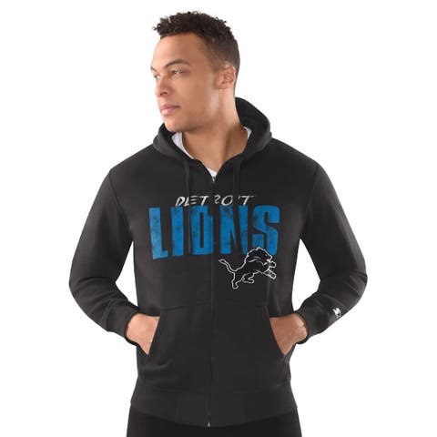 Men
s Starter Black Detroit Lions Distressed Classic Full-Zip Hoodie