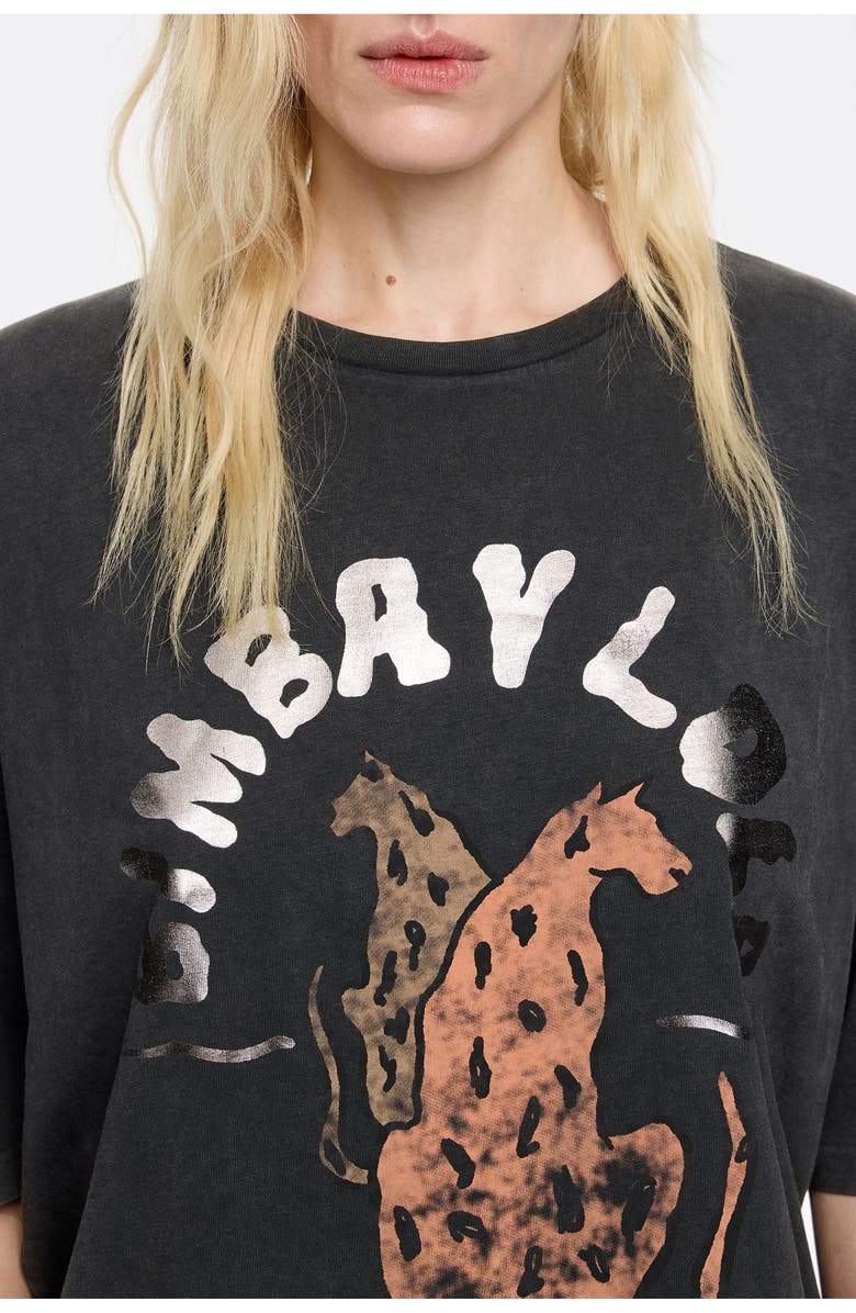 Bimba y Lola Cheetah Logo T-Shirt, Alternate, color, Washed Black