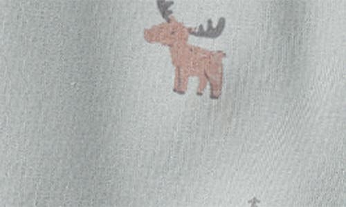 Quincy Mae Moose Print Relaxed Stretch Organic Cotton Sweatpants In Blue