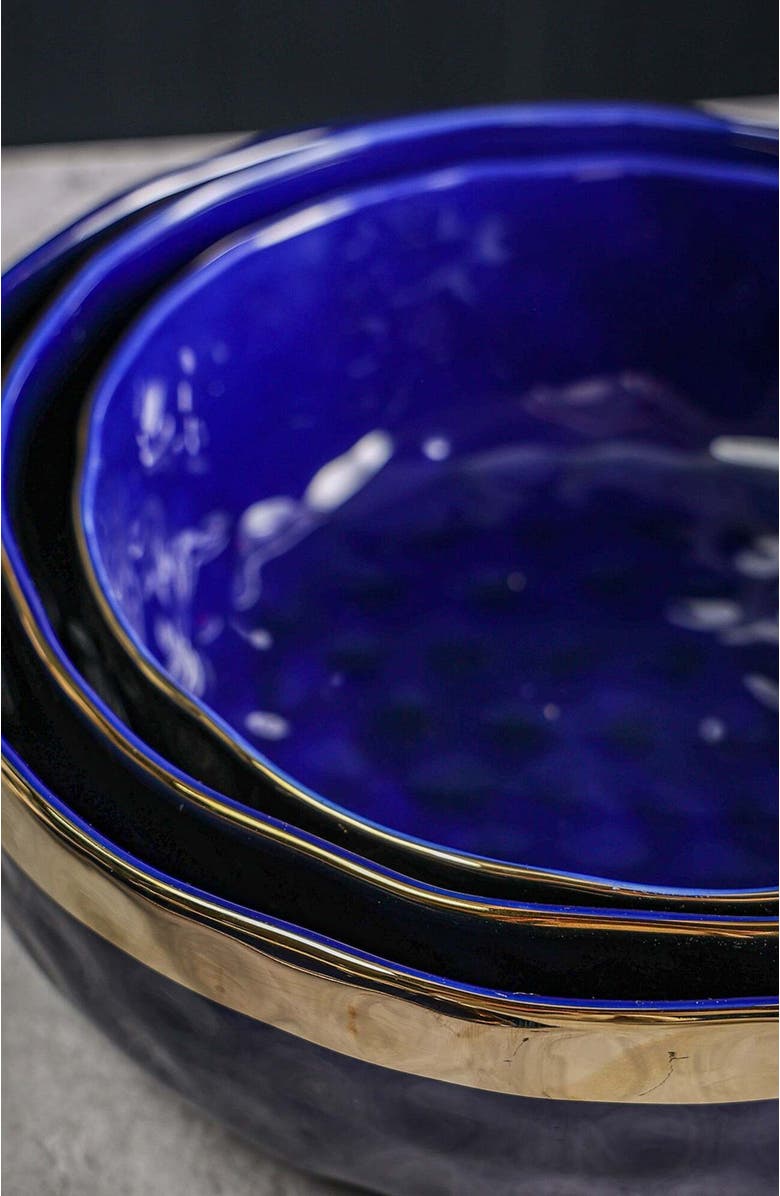 Stone Lain Florian Porcelain 3-Piece Serving Bowl Set, Alternate, color, Blue