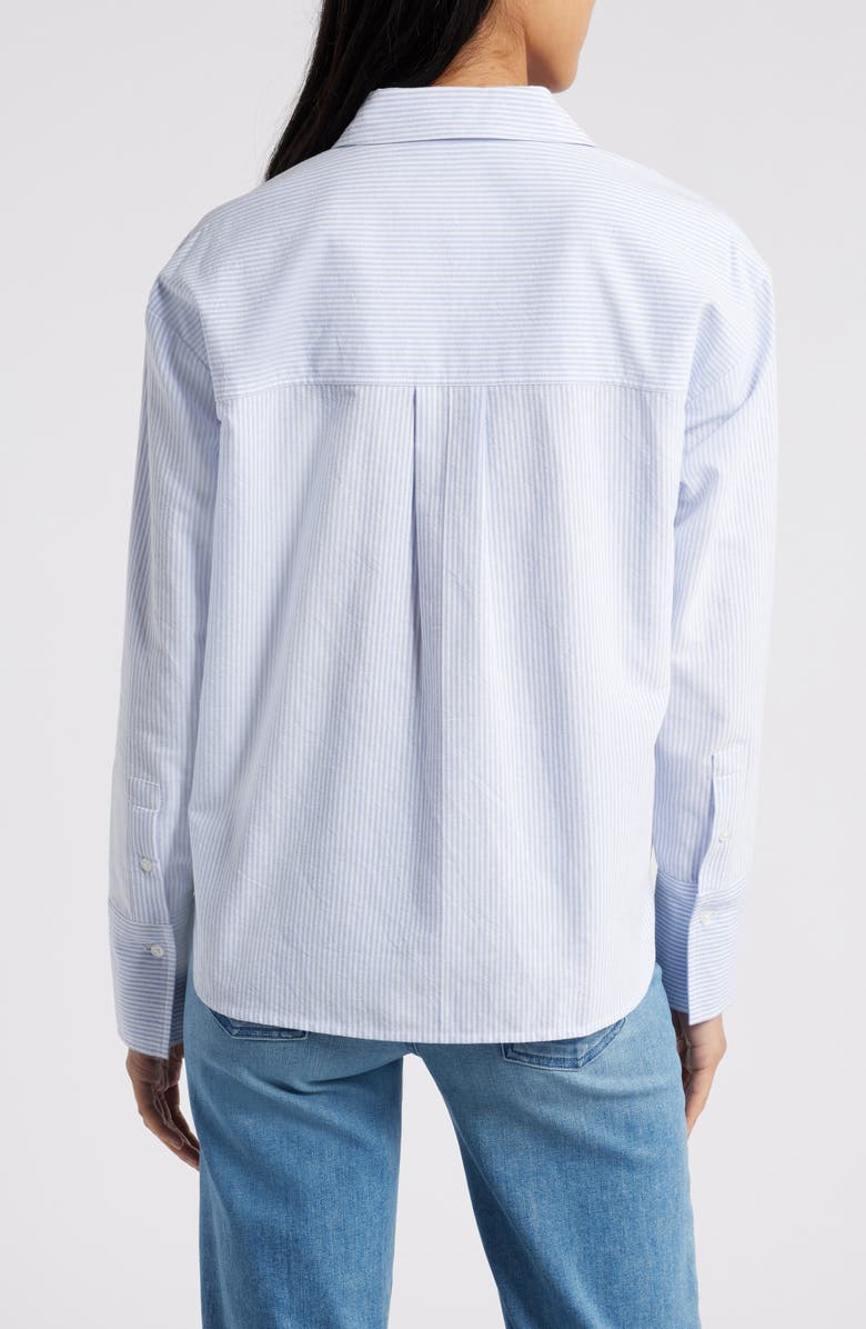 beachlunchlounge Everly Stripe Cotton Button-Up Shirt, Alternate, color, Studio Blue