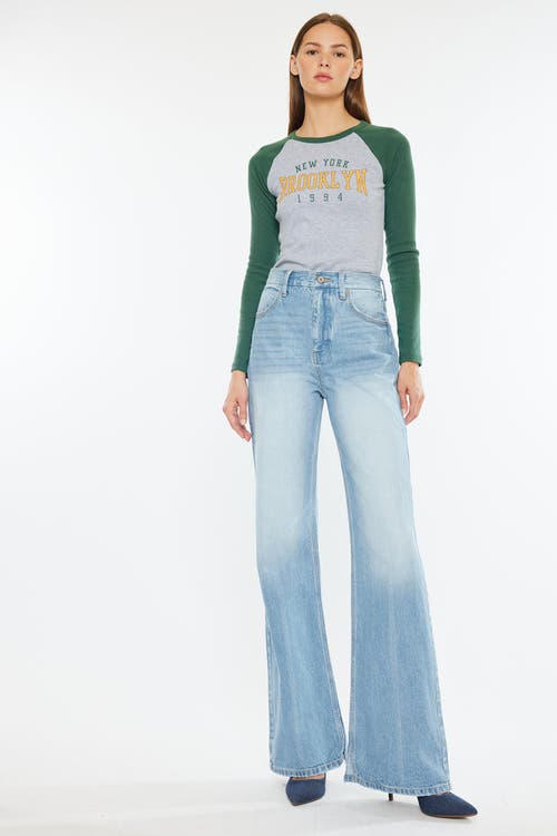 Kancan Janna High Rise 90's Flare Jeans In Light Wash