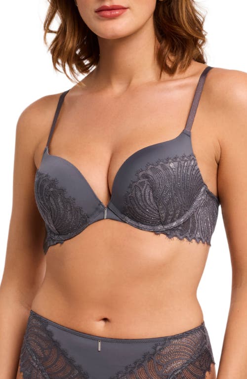 Montelle Intimates Nights Out Prodigy Metallic Underwire Push-up Bra In Blue