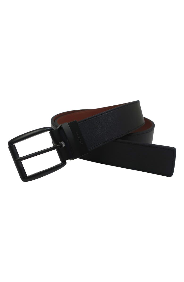 BOCONI Reversible Leather Belt, Main, color, Black To Cognac