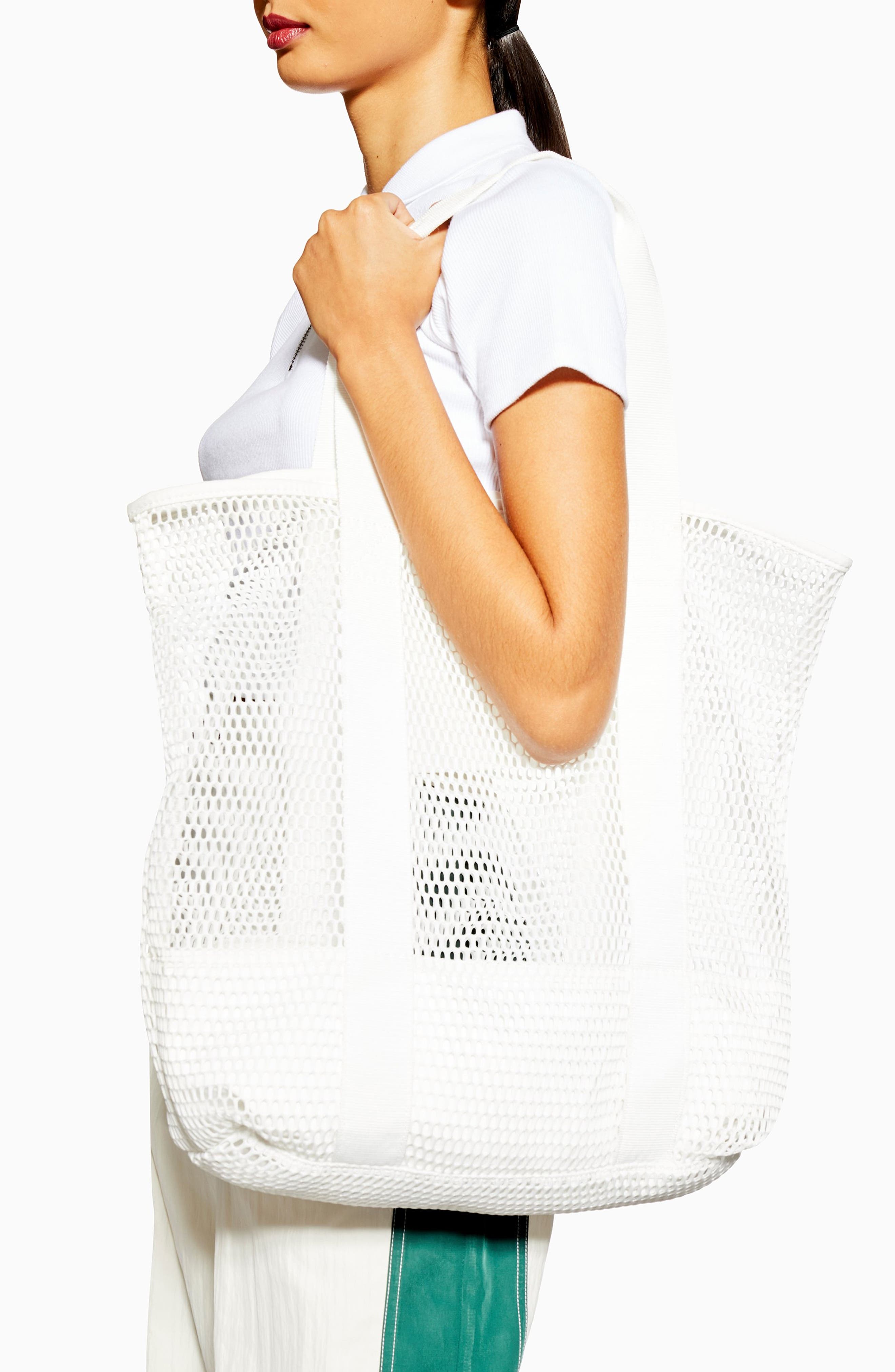 Topshop Miami Mesh Tote Bag, Alternate, color, 