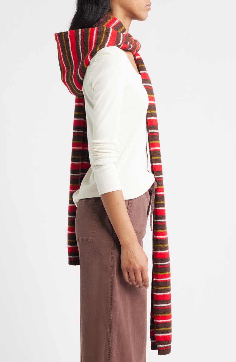 Damson Madder Stripe Tie Front Hood Scarf, Alternate, color, 