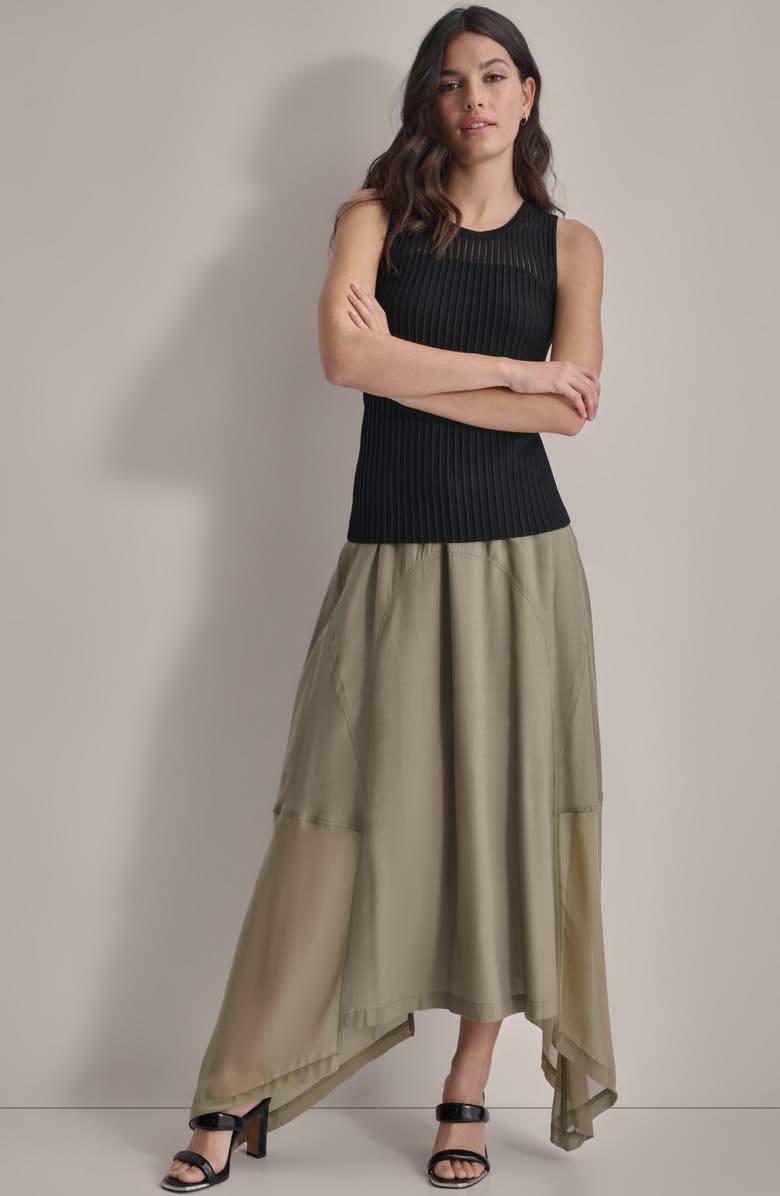 DKNY Stripe Sheer Yoke Sleeveless Sweater, Alternate, color, 