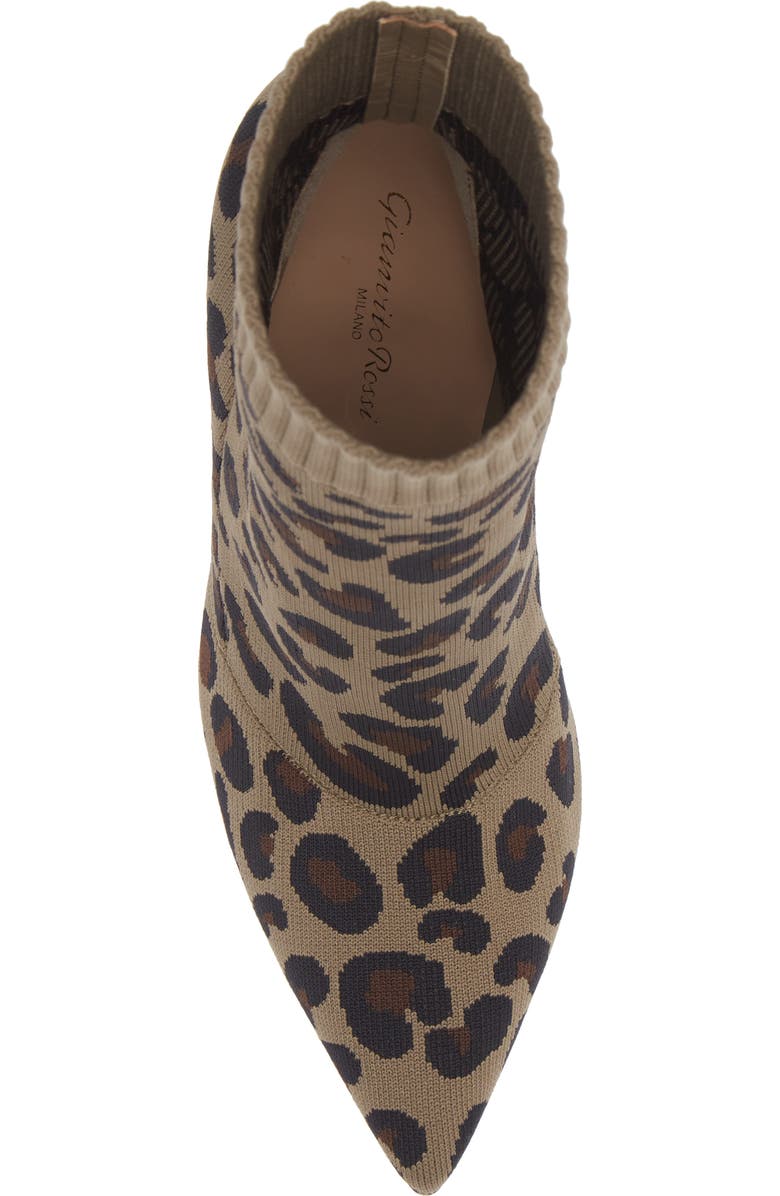 Gianvito Rossi Leopard Print Knit Stretch Bootie, Alternate, color,