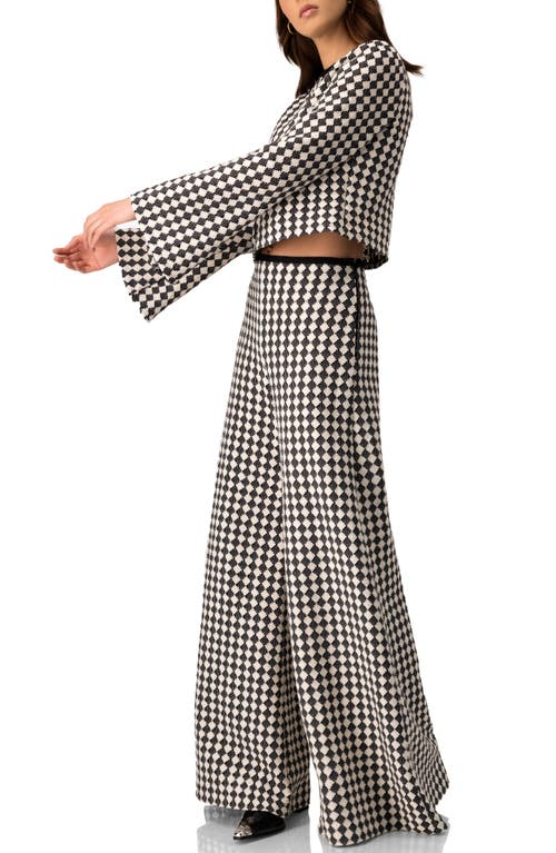 Ivonne Wide-leg Knit Pants With Geometric Pattern In Black